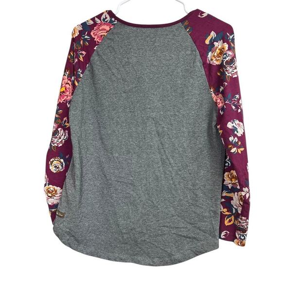 Matilda Jane Gray Times Table Raglan Floral Sleeves V-Neck Long Sleeve Medium - Picture 8 of 8